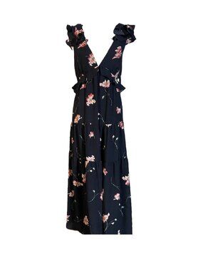 AQUA Exclusive Ruffled Tiered Floral Maxi Dress - Size: Small